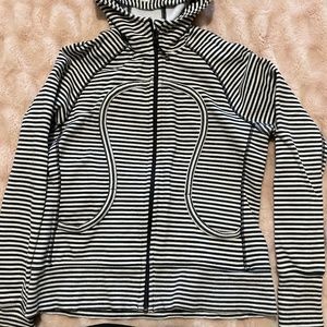 Heavy fleece black and white striped Lululemon hoodie